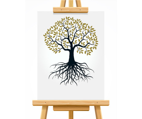 na obrázku je strom života v designu č. 13 s lístky, který je vyroben bez ozdobného rámu