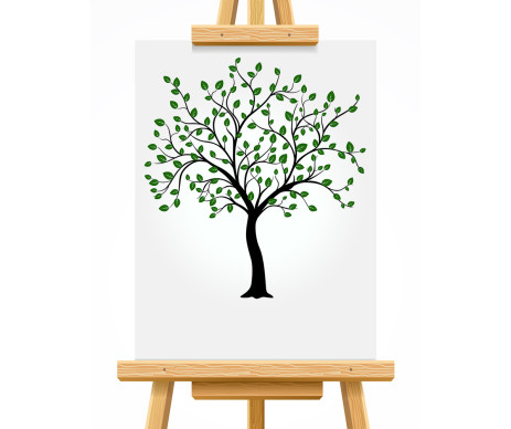 na obrázku je strom života v designu č. 2 s lístky, který je vyroben bez ozdobného rámu