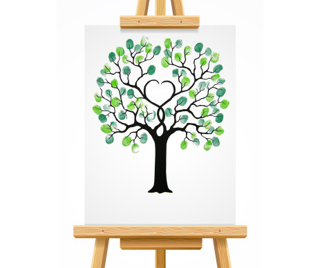 na obrázku je hotový strom života s otisky v designu č. 4, který je vytištěn bez lístků a vyroben bez ozdobného rámu