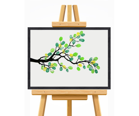 Na fotce je strom života s otisky v designu č. 8, který je vytištěn bez lístků a je vyroben včetně ozdobného rámu