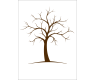 Ukázka obrazu svatebního stromu v designu č. 1 v hnědé barvě bez ptáčků a s ozdobným rámem.