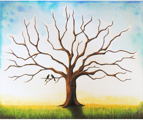 na obrázku je malovaný strom života č. 1, který je vyroben bez ozdobného rámu