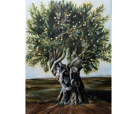 Malovaný obrázek stromu pro zhotovení obrazu stromu života. Obraz je vyroben bez ozdobného rámu